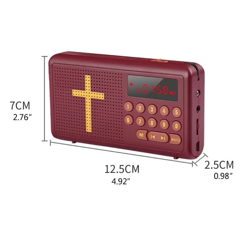 Reproductor de audio de la Biblia recargable con batería King James (versión antigua y nueva), cable de carga USB de 20 Hz y 20 KHz.