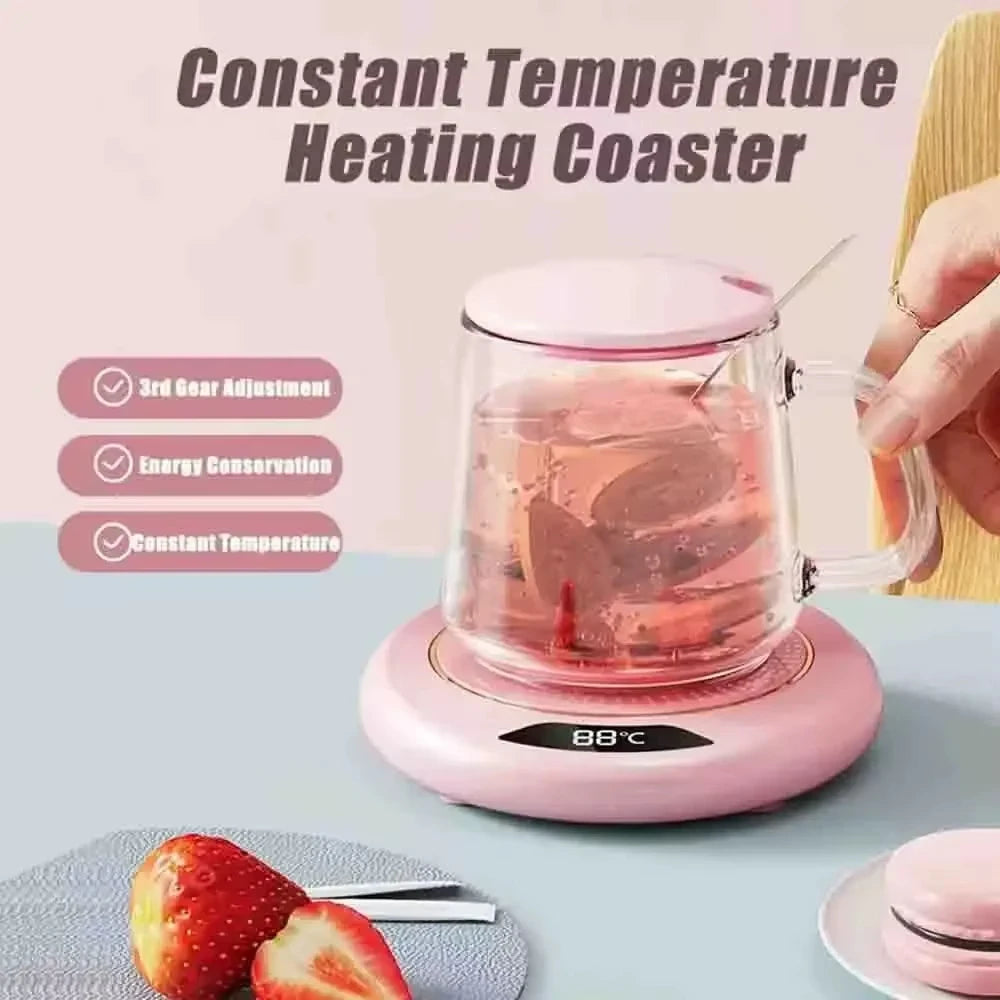 Calentador de tazas USB con 3 configuraciones de temperatura, posavasos calefactor para tazas de café de invierno, placa calefactora termostática inteligente, almohadilla calefactora para leche, té y agua