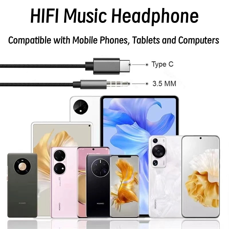 Auriculares con cable tipo C originales para Samsung S25, S24, S23, S22, S21 y S20, con conector de 3,5 mm, intraauriculares para Note 10, Xiaomi y Huawei VIVO.