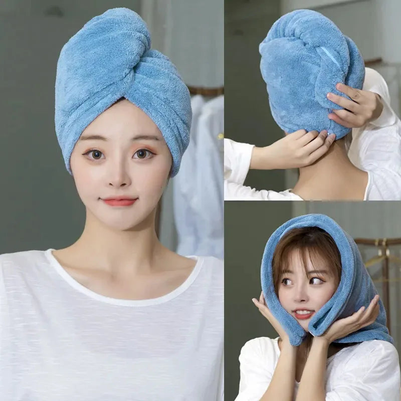Toalla de secado rápido para cabello largo para mujer, toallas de microfibra suave, gorro de ducha, gorro de baño, gorro de secado rápido para cabello seco, turbante para mujer.