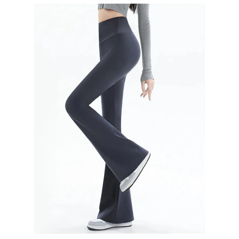 Pantalones de mujer, leggings acampanados, cintura alta, pernera ancha, pantalones de yoga, mallas deportivas sin costuras, para entrenamiento, gimnasio, ropa deportiva informal, adelgazantes.