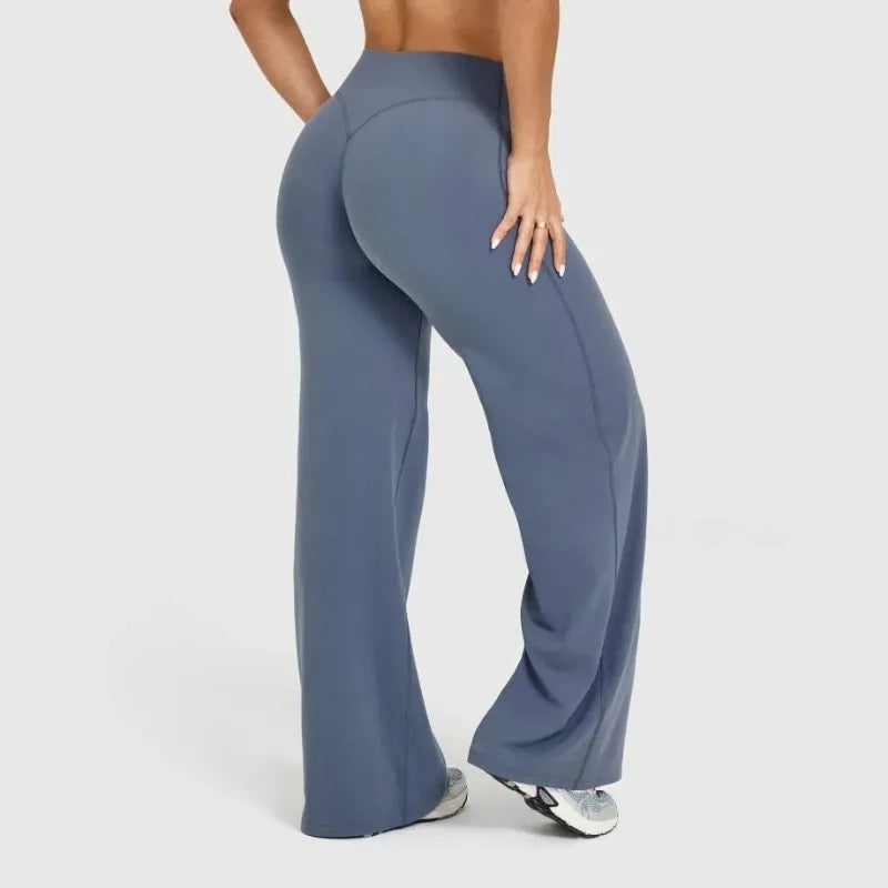 Pantalones de yoga rectos de pierna ancha para mujer, nuevos pantalones de pilates, pantalones deportivos ajustados que realzan la cadera, pantalones casuales para correr al aire libre, pantalones de fitness.