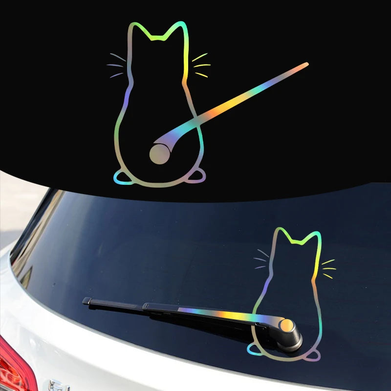 Pegatinas para el interior del coche Diseño artístico Pegatinas divertidas de gato para el coche Cristal trasero Decoración del coche Pegatinas y calcomanías de estilo para el coche