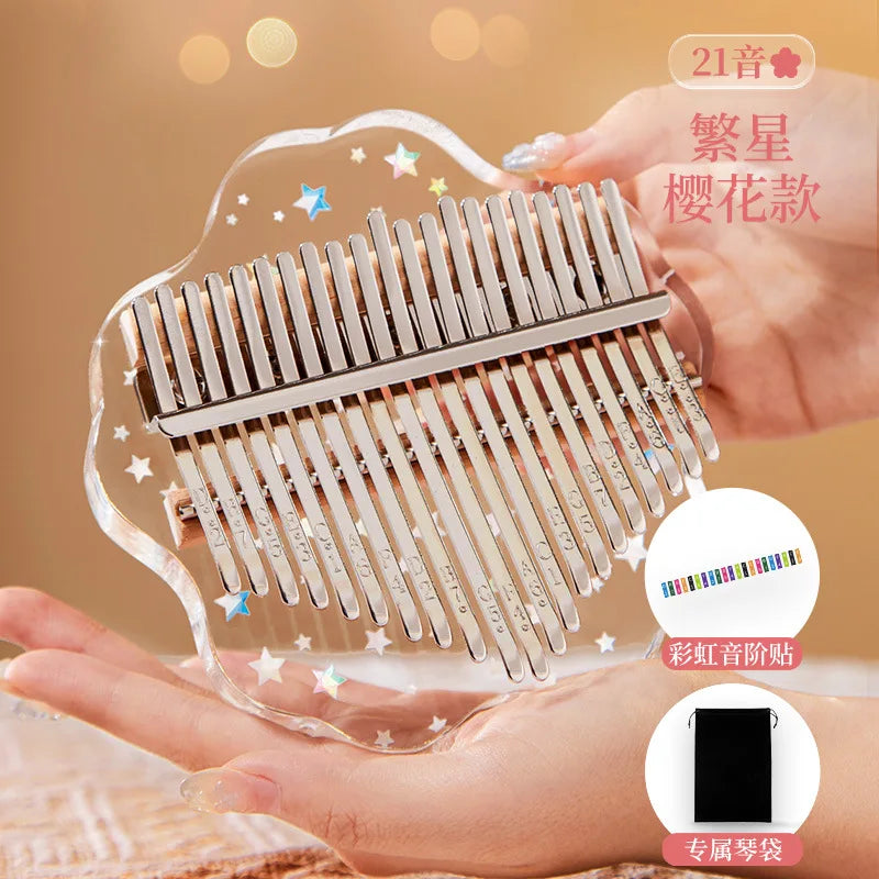 HLURU Kalimba 17, piano de pulgar de 21 teclas, cristal acrílico, Kalimba 17, piano de dedo de 21 teclas para principiantes y niños, instrumento de teclado