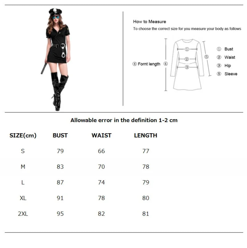 New Halloween Carnival Sexy Policewoman Officer Blue Uniform Policewoman Suit Costume Adult Policewoman Role Playing Costume