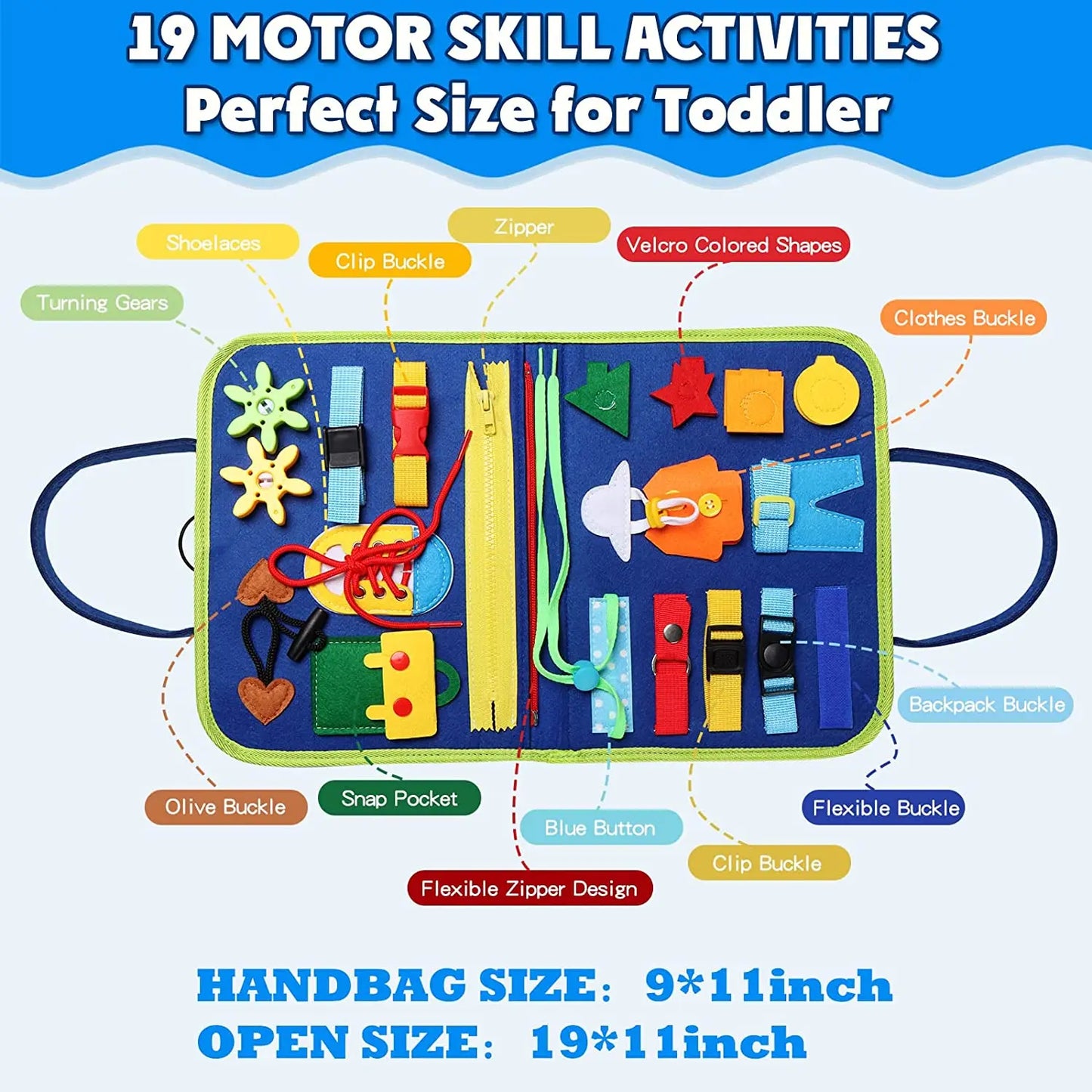 Tablero de actividades sensoriales Montessori Toys para desarrollar habilidades motoras, tablero de aprendizaje para niños pequeños, regalo de Navidad.