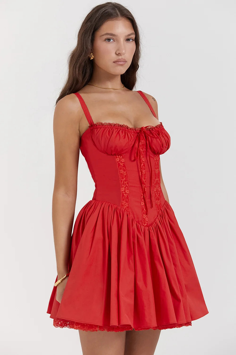 Sexy Lace Floral Corset Short Dress Elegant Women's White Yellow Sundress Female High Waist Mini Sun Dresses Summer 2025 New In