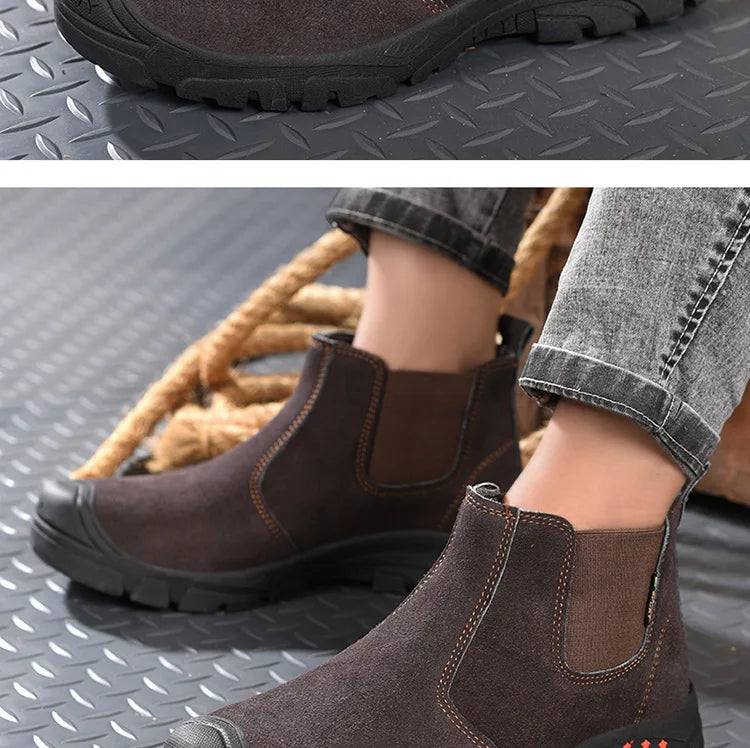 Anti Smashing And Anti Piercing Suede Safety Shoes Men's Steel Toe Cap Protection Work Shoes Fashion Scarpe Antinfortunistiche