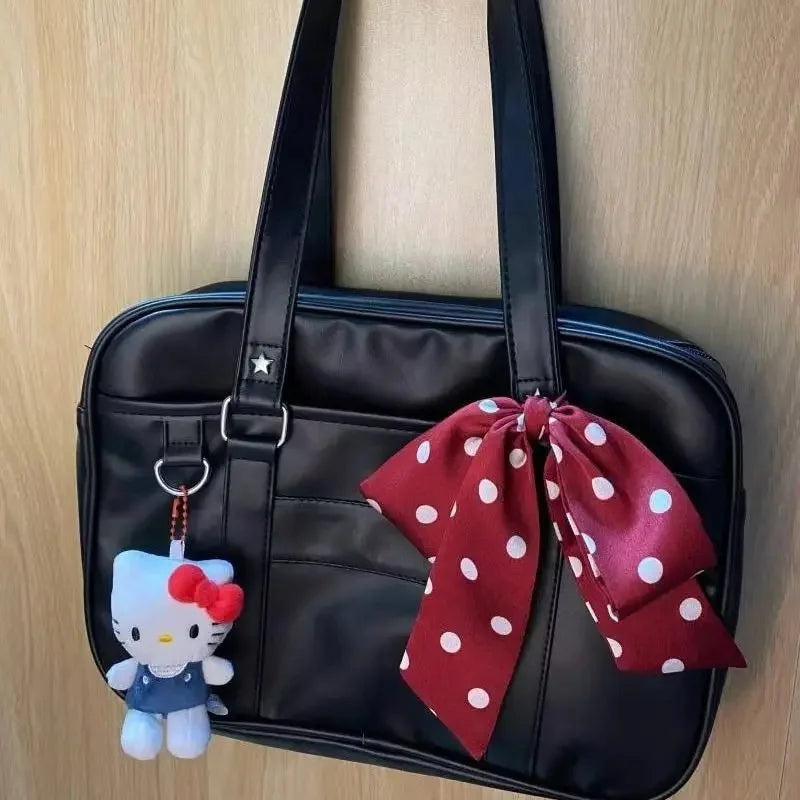 Bolso de mano japonés de gran capacidad para mujer, estilo universitario sencillo, con forma de sobre de anime, de cuero suave.
