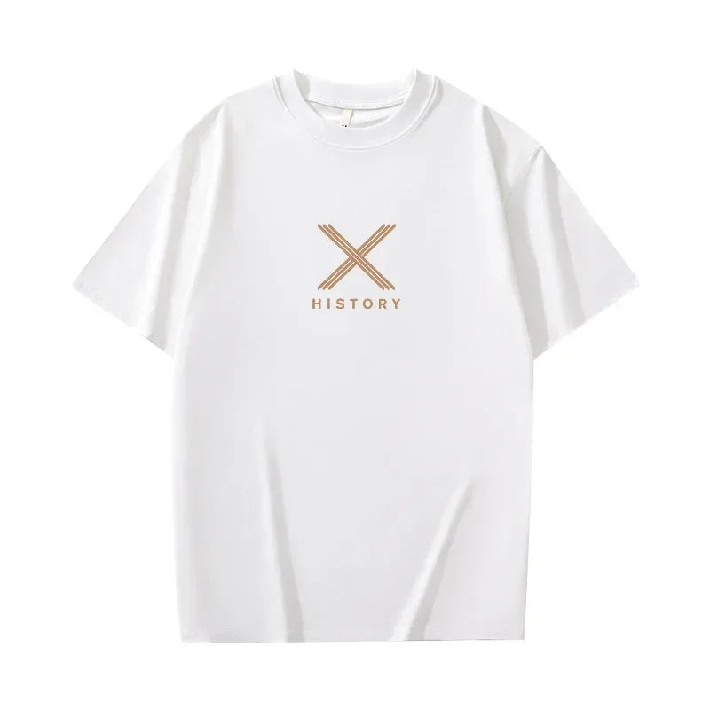 Camiseta de manga corta para hombre tendencia de verano 100% algodón con media manga americana 2025 nueva camiseta casual estilo Hong Kong T