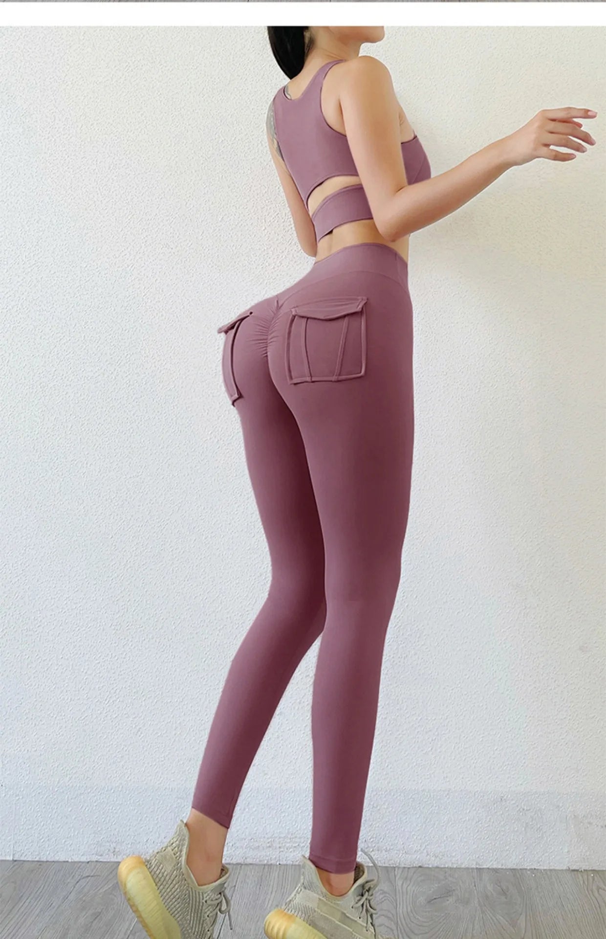 Leggings deportivas para mujer, elásticas, de cintura alta, color sólido, para entrenamiento, correr, gimnasio, fitness, yoga, pantalones ajustados. Venta al por mayor.
