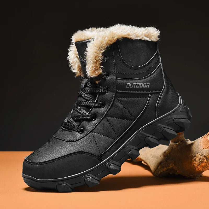 Botas de invierno para hombre, zapatillas cálidas, impermeables, antideslizantes, de felpa, de cuero, talla grande 48, novedad de 2024