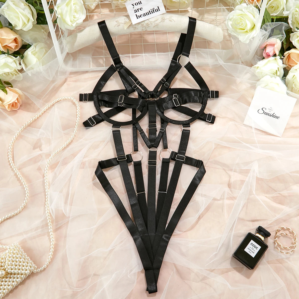 Yimunancy - Body de vendaje de una pieza para mujer, 4 colores, exótico, negro, ajustado, espalda abierta, sexy, ropa de club