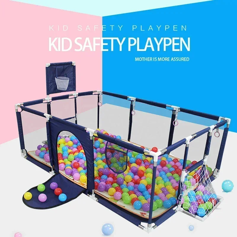 Parque infantil para bebés Corralito con tubos de acero gruesos, parque de juegos para niños, valla de actividades, caja de pelota, corralito
