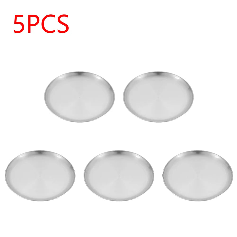 Plato de camping de acero inoxidable, vajilla, contenedor de alimentos, plato de picnic, utensilios de cocina, equipo de camping para senderismo, suministros de camping, nueva base