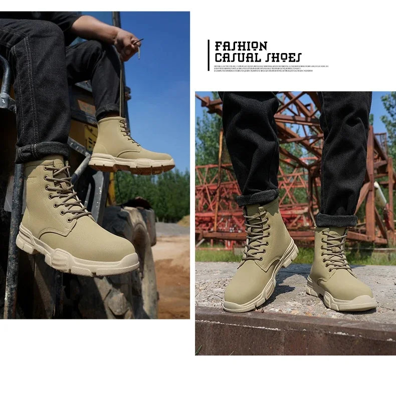 Anti-spark Welder Shoes Men's High Top Work Safety Boots Puncture Proof Construction Safety Shoes Men Platform Boots