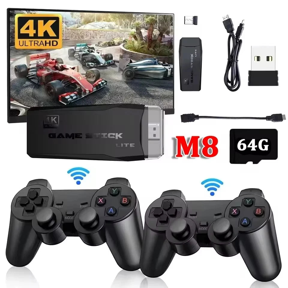 Consola de videojuegos con control inalámbrico 2.4G, 4K, alta definición, 64 GB, más de 20 000 juegos, juegos retro, regalo de Navidad para niños.