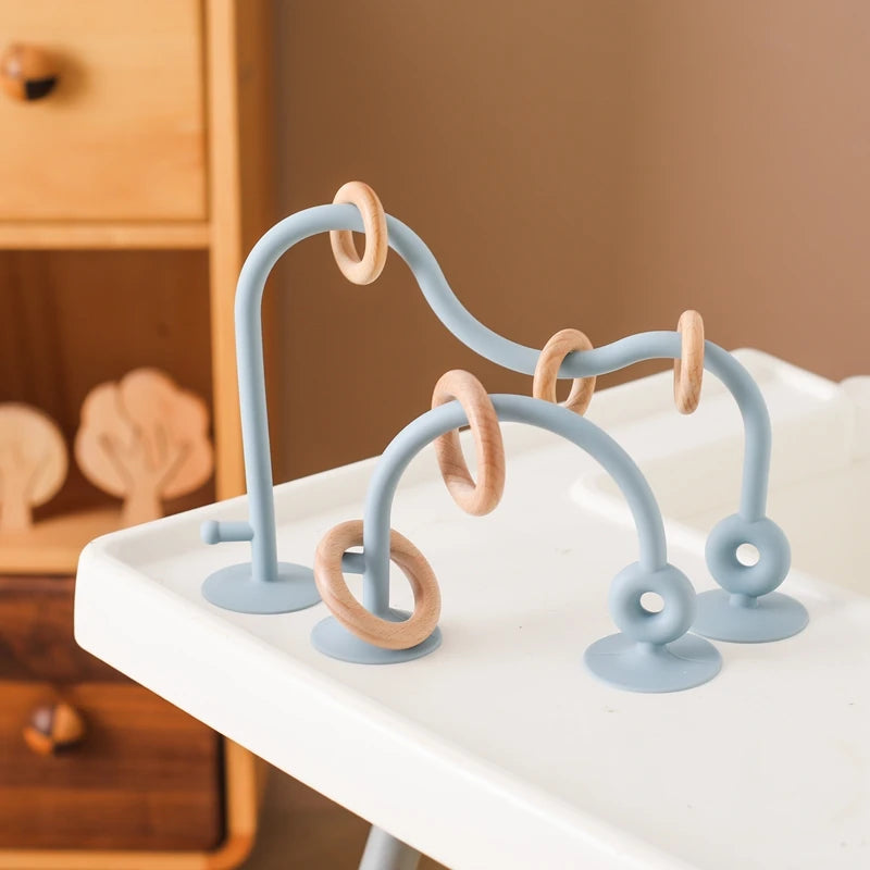 Juguete educativo de silicona para bebés, juguete Montessori para bebés, laberinto de mordedores de madera, montaña rusa, cuentas, accesorio para bebés, mordedor