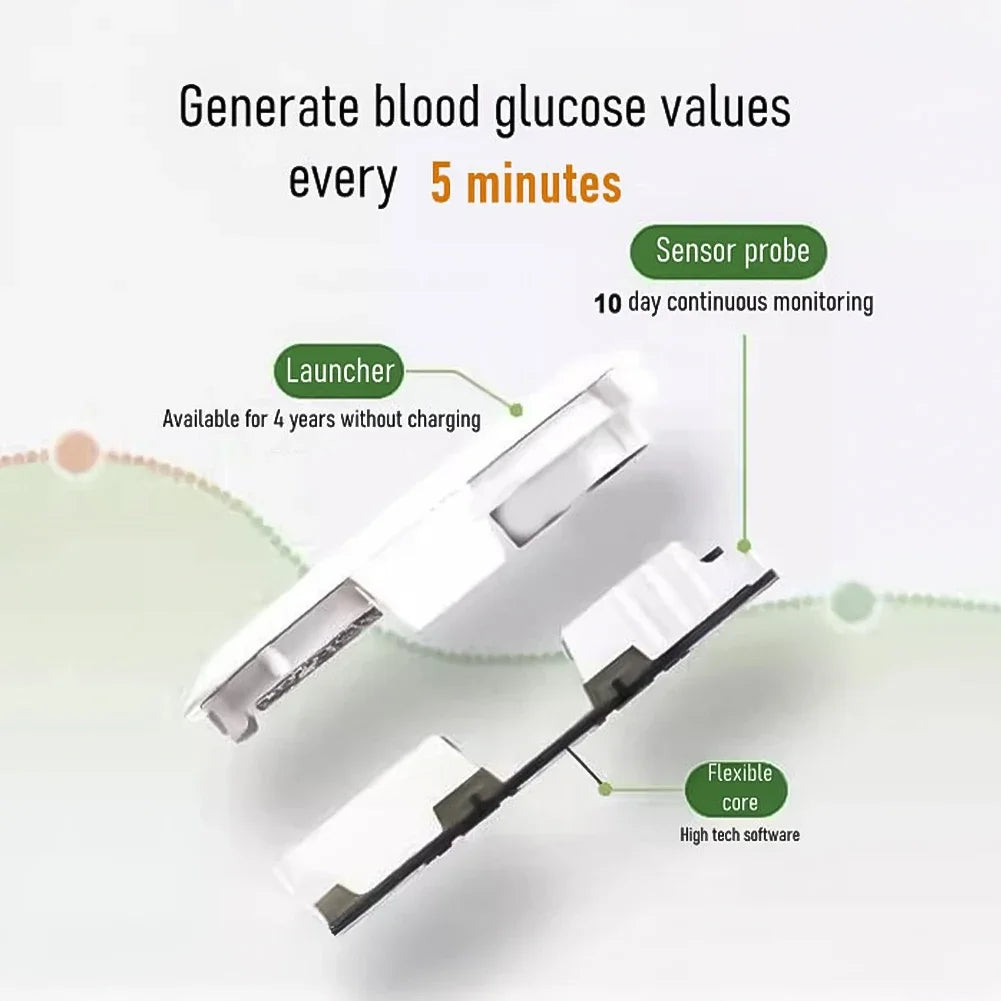 Sensor de glucosa CGM, monitor de glucosa en tiempo real 24 horas, probador, sensor de azúcar para diabetes, lanzador, monitores CGM de salud, sin contacto