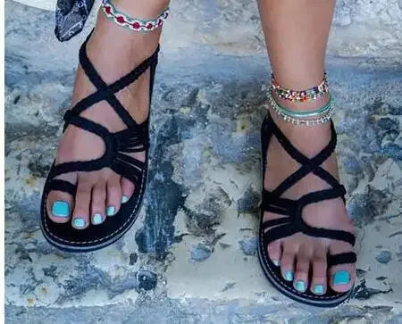 Sandalias planas con tiras para el dedo del pie y suela de goma para mujer, zapatos unisex de verano, gran oferta de temporada