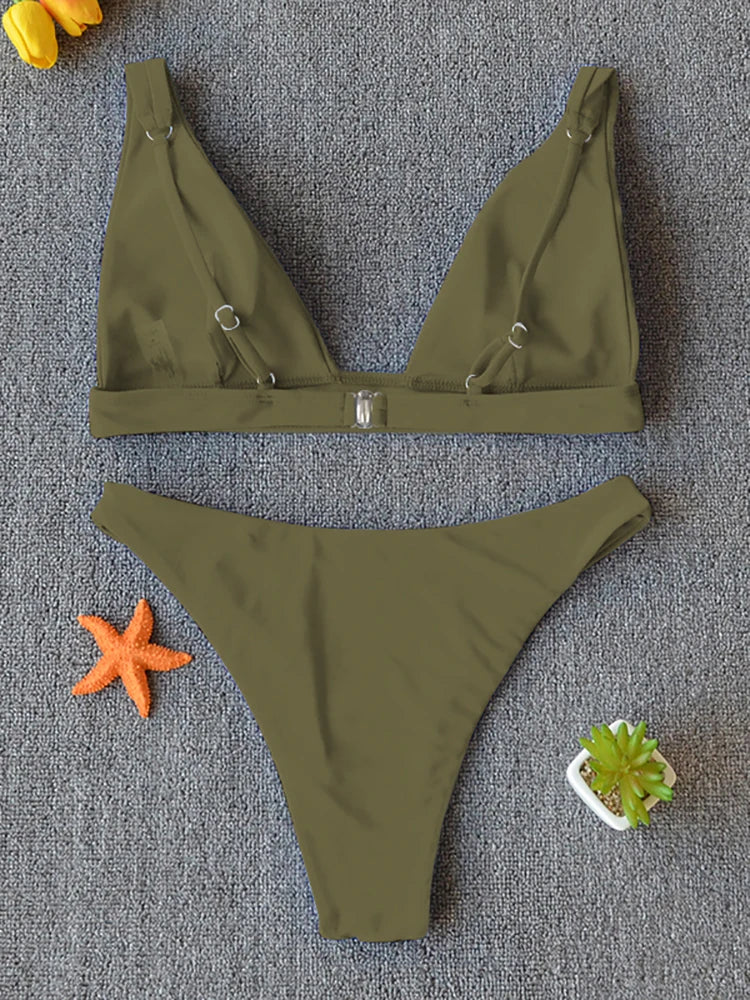 Bikini 2025 Micro Traje de Baño Sexy para Mujer, Traje de Baño Push Up, Conjunto de Bikini de Dos Piezas, Bañador Sólido, Traje de Baño para Mujer.