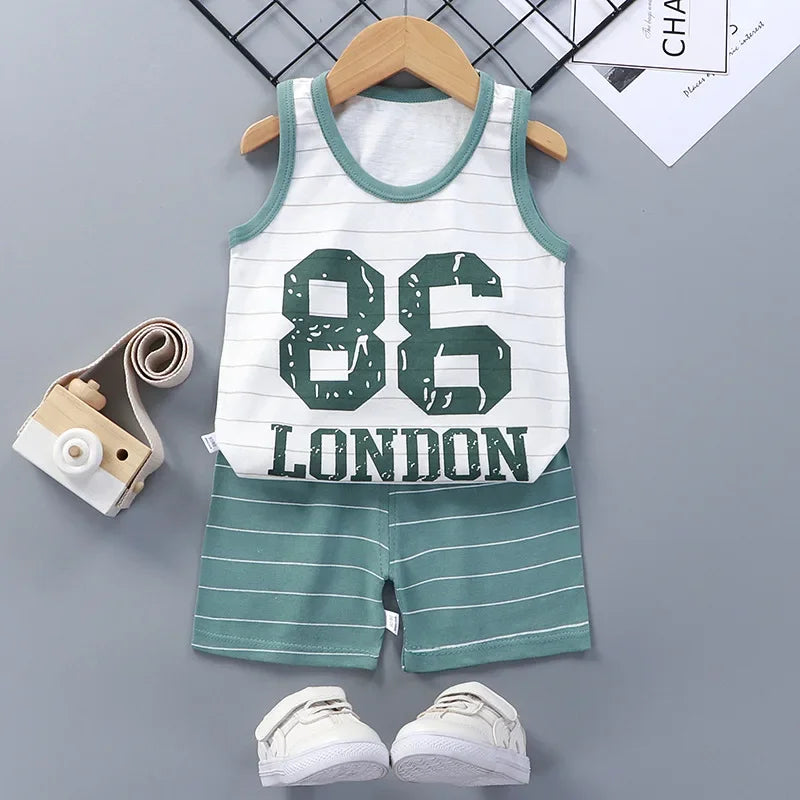 Conjuntos para niños, ropa para niños, chaleco, traje de verano para niñas, ropa para bebés, camisetas de algodón, pantalones cortos, camiseta sin mangas