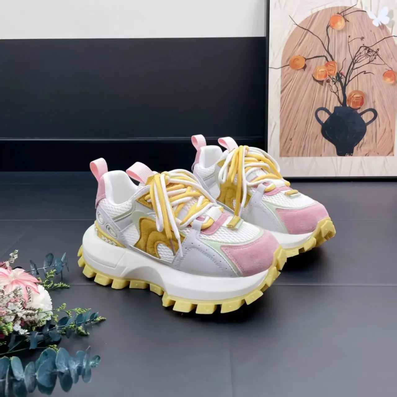 Zapatillas deportivas informales con diseño de dopamina para mujer, con suela gruesa, versátiles y a la moda, Ah Gan, 2025