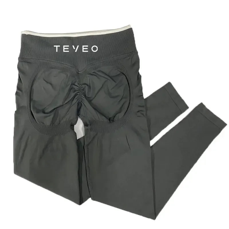 TEVEO - Pantalones cortos deportivos de yoga para mujer, pantalones deportivos elásticos para fitness y ciclismo, conjunto de sujetador de yoga corto Ignite Sculpt Scrunch, leggings