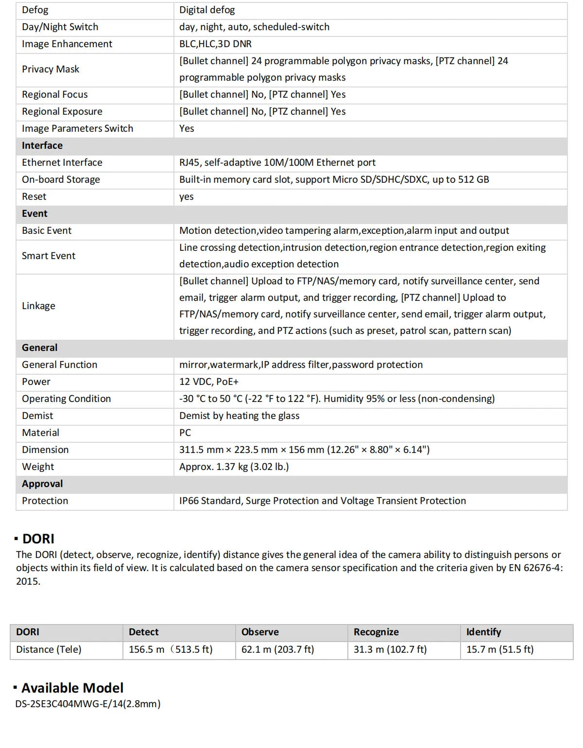 Cámara de red PTZ DarkFighter Hikvision DS-2SE3C404MWG-E/14 TandemVu original de 4MP+4MP con zoom óptico 4x y zoom digital 16x, infrarrojos y PoE.