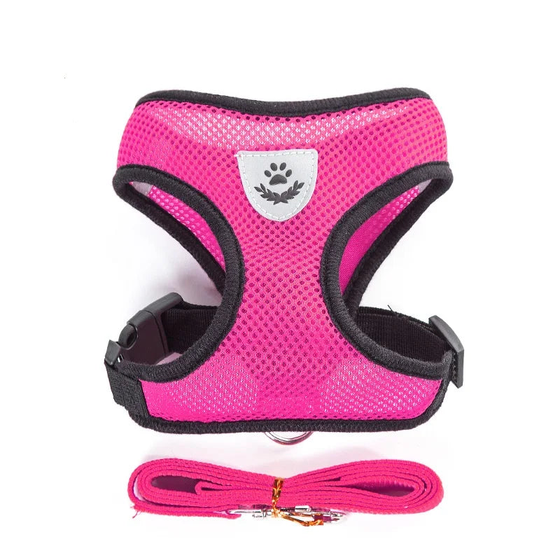 Arnés y correa de malla transpirable de nailon para perros y gatos, chaleco, arnés para perros pequeños, gatitos y gatos, accesorios para mascotas.