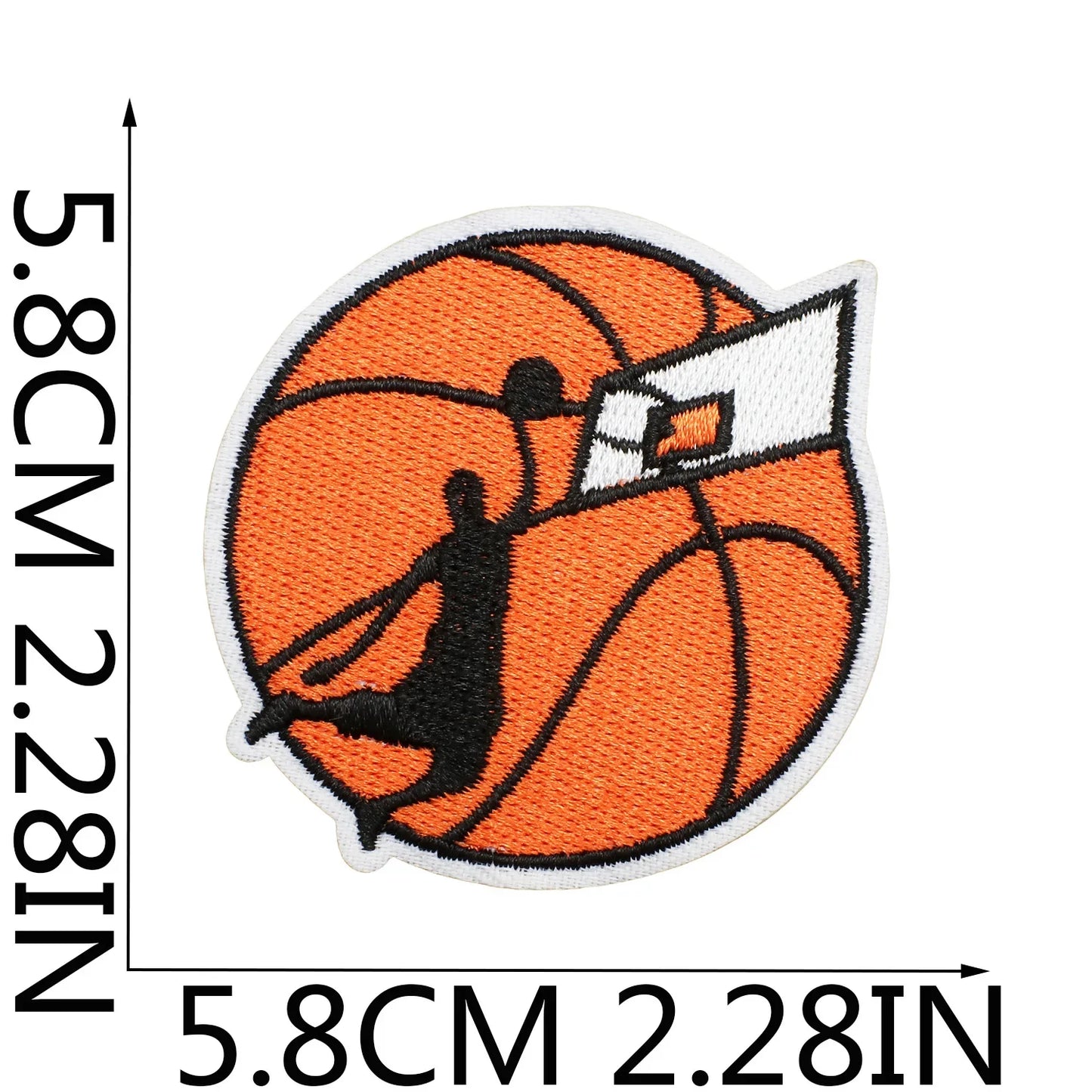 Emblema de baloncesto deportivo, accesorios de ropa, insignia, pegatina bordada, parches termoadhesivos
