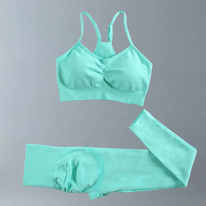 Conjunto deportivo para mujer, top deportivo, leggings de yoga, sujetador deportivo, leggings sin costuras para realce de glúteos.