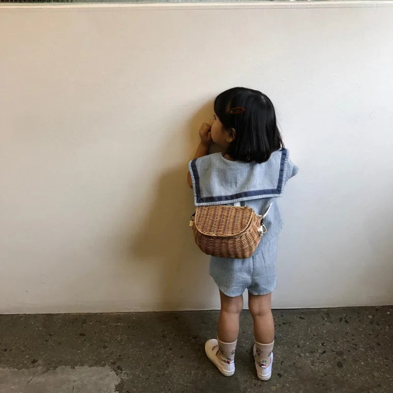 Conjuntos de ropa para niños y niñas, de muselina, con top y pantalones cortos, 2 piezas, traje de algodón español para bebé.