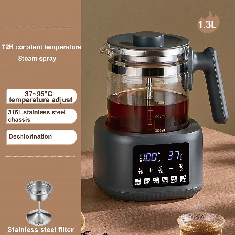 Tetera eléctrica multifuncional de 1,3 l con regulador de temperatura constante para leche, vaporizador y oficina, 220 V
