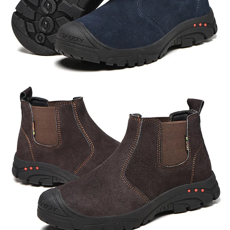 Anti Smashing And Anti Piercing Suede Safety Shoes Men's Steel Toe Cap Protection Work Shoes Fashion Scarpe Antinfortunistiche