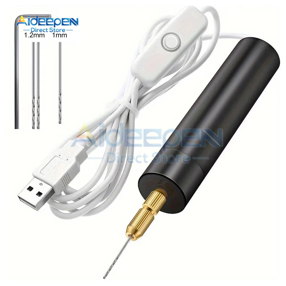 Mini taladro eléctrico de mano, bricolaje, USB, herramientas para resina epoxi, fabricación de joyas, artesanía en madera, grabado, pluma.
