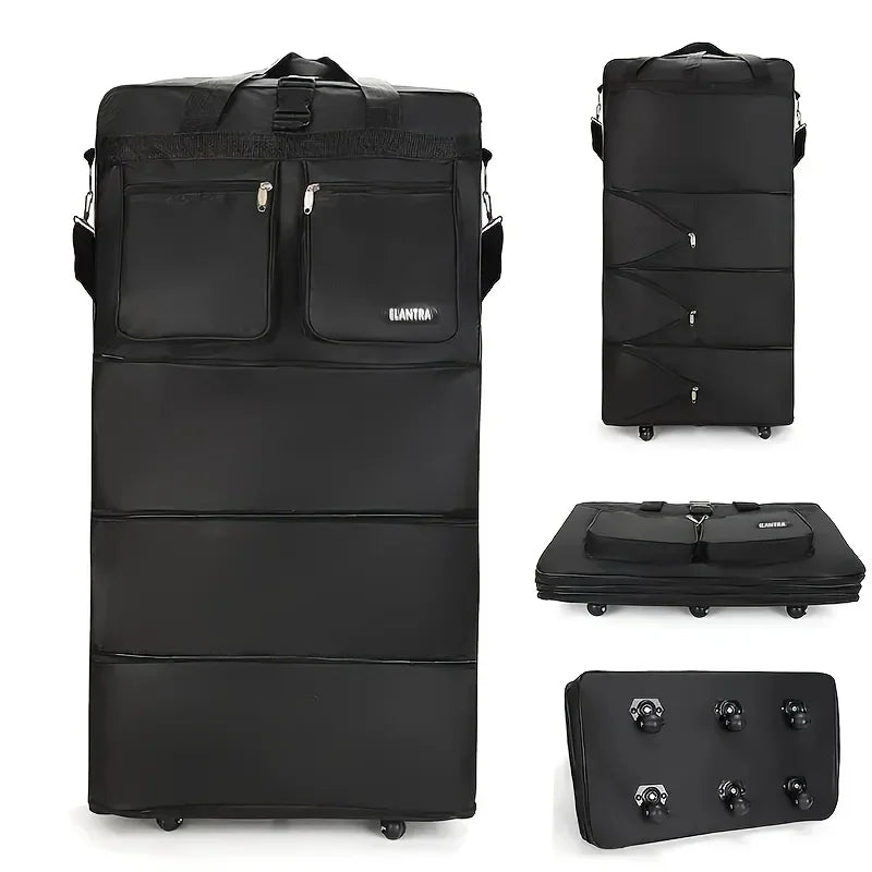 Maleta de viaje con 3 capas expandibles y gran capacidad con ruedas | Portátil para estudiar en el extranjero | Equipaje práctico y plegable
