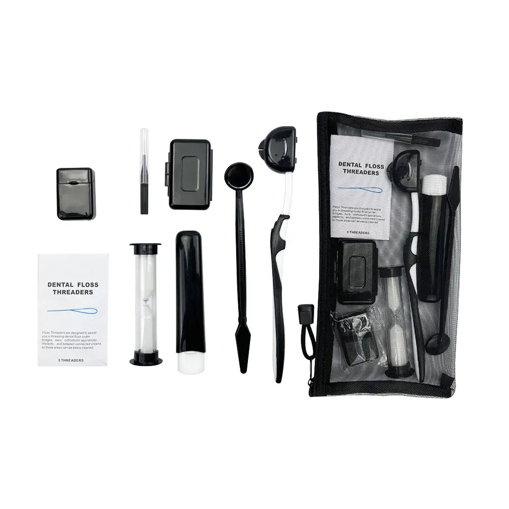 Kit de 8 cepillos de dientes para ortodoncia, incluye cepillo interdental, hilo dental, cera y kit de viaje.