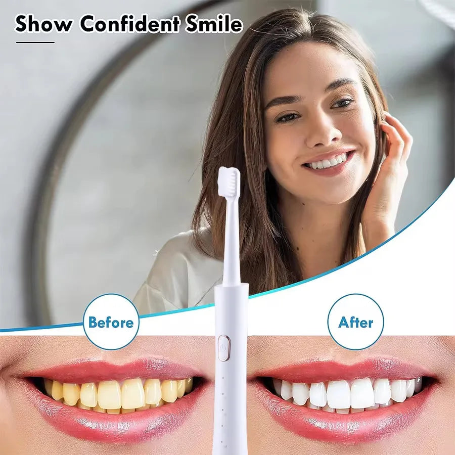 Cepillo de dientes eléctrico sónico de nuevo diseño con cerdas suaves, 6 modos de limpieza, pantalla LED, IPX7, resistente al agua, carga rápida por USB, herramienta de cuidado bucal.