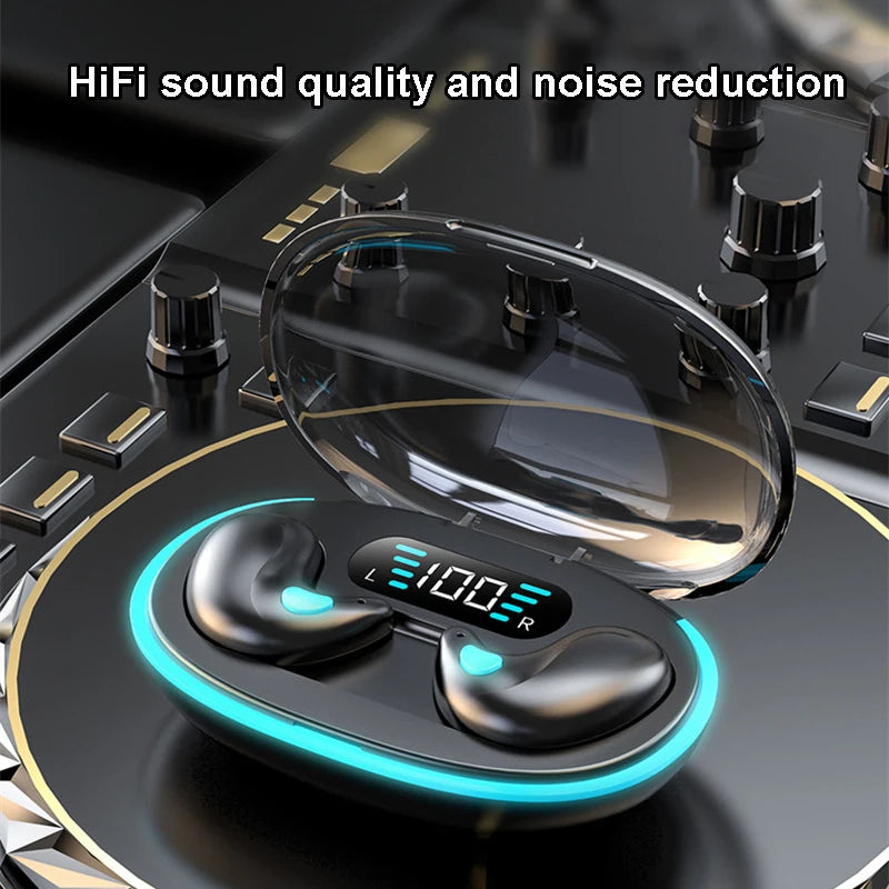 Mini auriculares invisibles para dormir TWS inalámbricos Bluetooth 5.3 con reducción de ruido oculta, auriculares estéreo deportivos