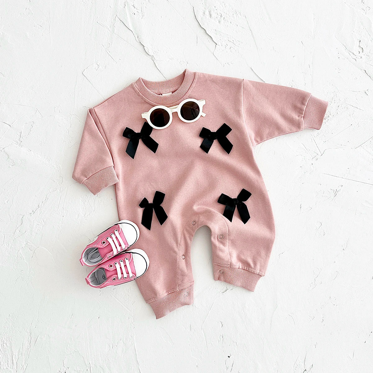 Ropa para bebé recién nacido, mono con lazo para bebé, primavera y otoño, pelele de algodón para niños pequeños de 0 a 18 meses