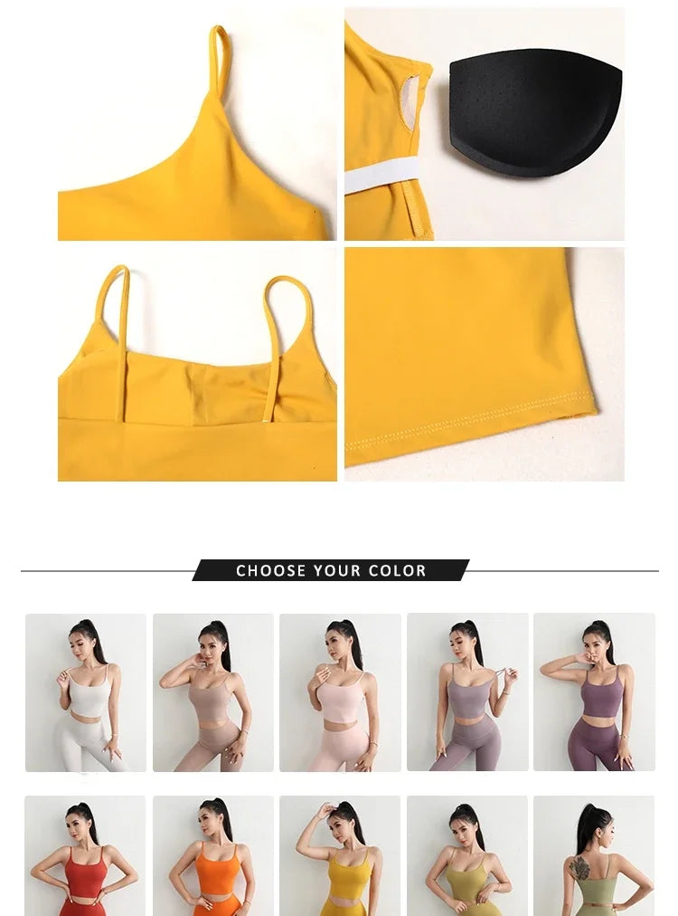 Women Yoga Suit Adjustable Sling Strap Sports Bra U Cut Scrunch Butt Workout Leggings Butt Lifting Excluding pants