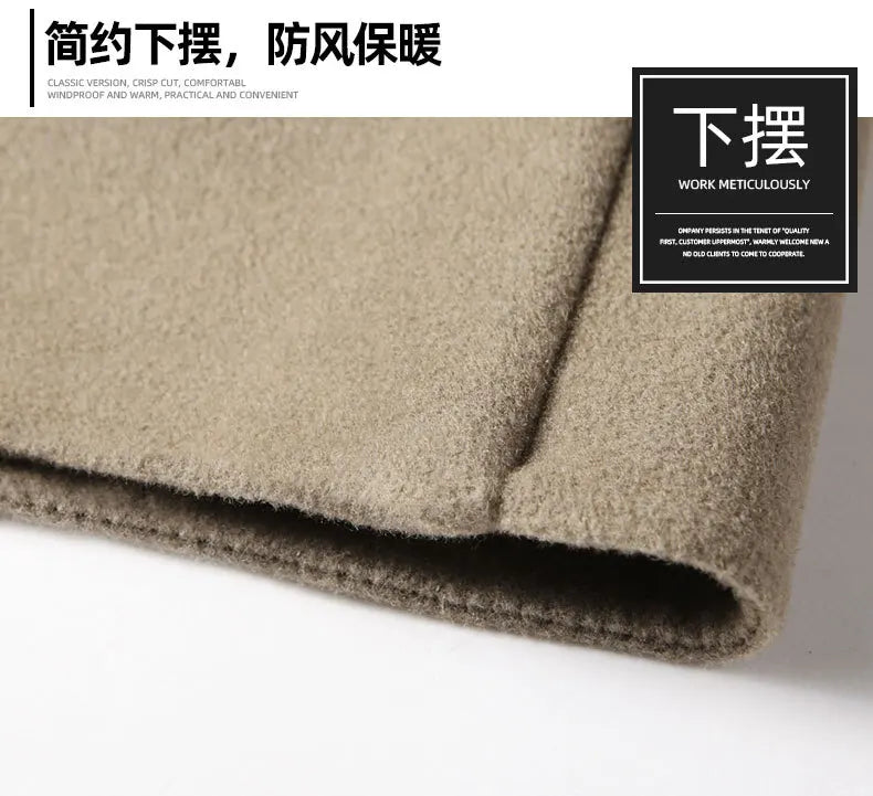 Brand Top Quality Double-Sided Woolen Men's Coat Autumn Winter Business Casual 71.8% Wool Male Medium Long Hommnre Coat