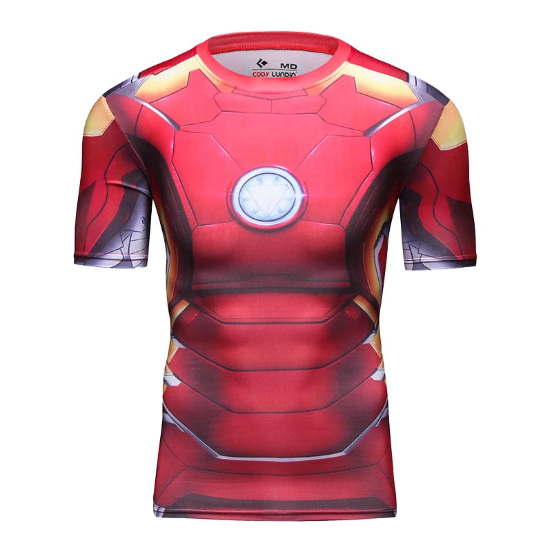Ropa deportiva Marvel, camiseta de compresión de manga corta para hombre, para entrenamiento, deportes atléticos, fitness, gimnasio, running.