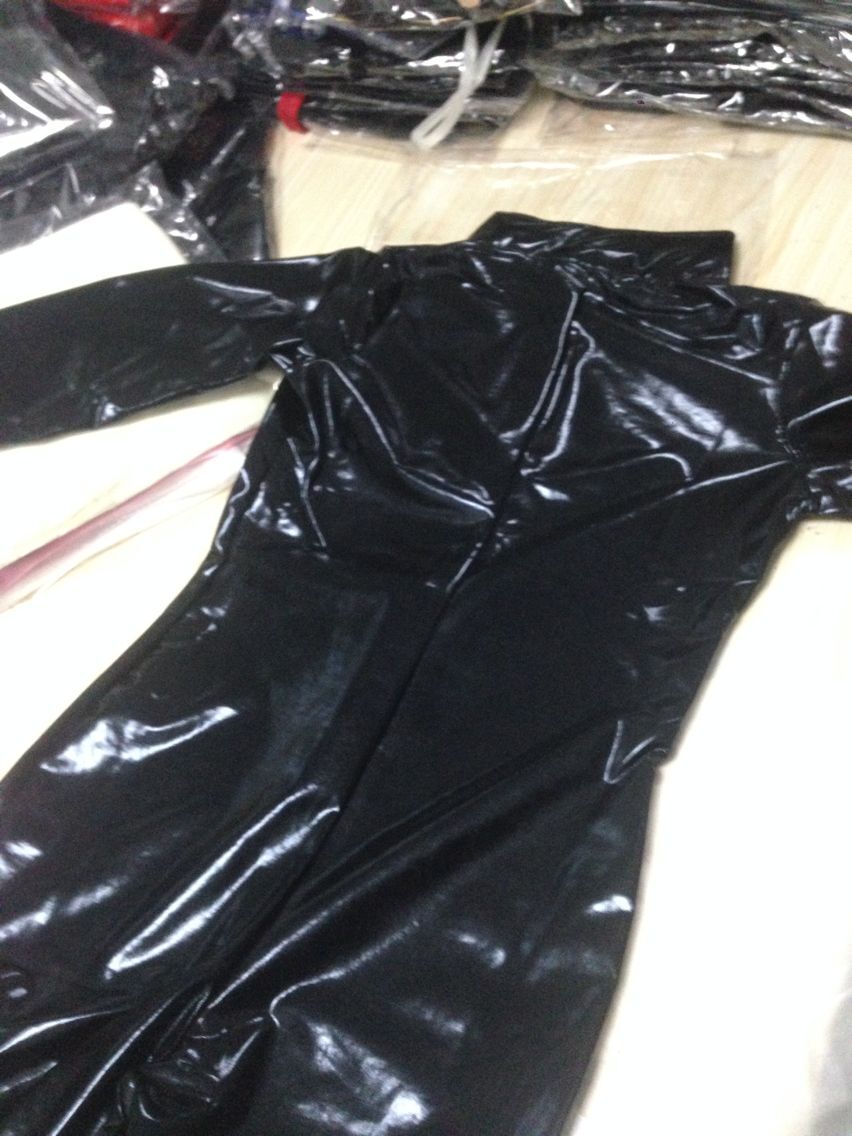 Sexy Cat Womens Jumpsuit Zentai Suit Fancy Dress Shiny Black Wetlook Leather Cat Catsuit Halloween Costumes For Women