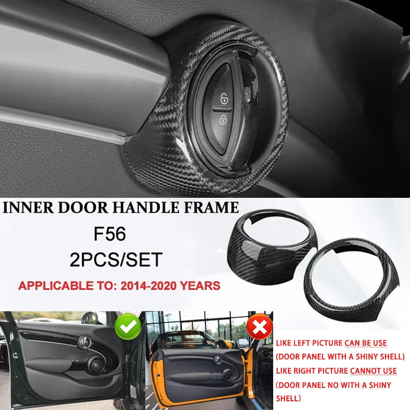 Accesorios interiores de coche para Mini Cooper F54 F55 F56 F57 F60, fibra de carbono auténtica, pegatina decorativa, pieza protectora para coche.