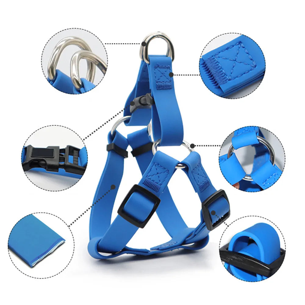 Arnés de PVC para perros, chaleco para exteriores, correa para el pecho para perros pequeños, medianos y grandes, impermeable
