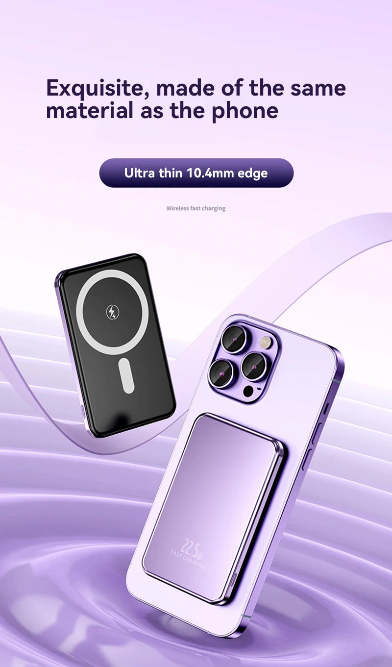 Cargador portátil magnético ultrafino Xiaomi de 500.000 mAh y 22,5 W PD con carga ultrarrápida para iPhone y Samsung.