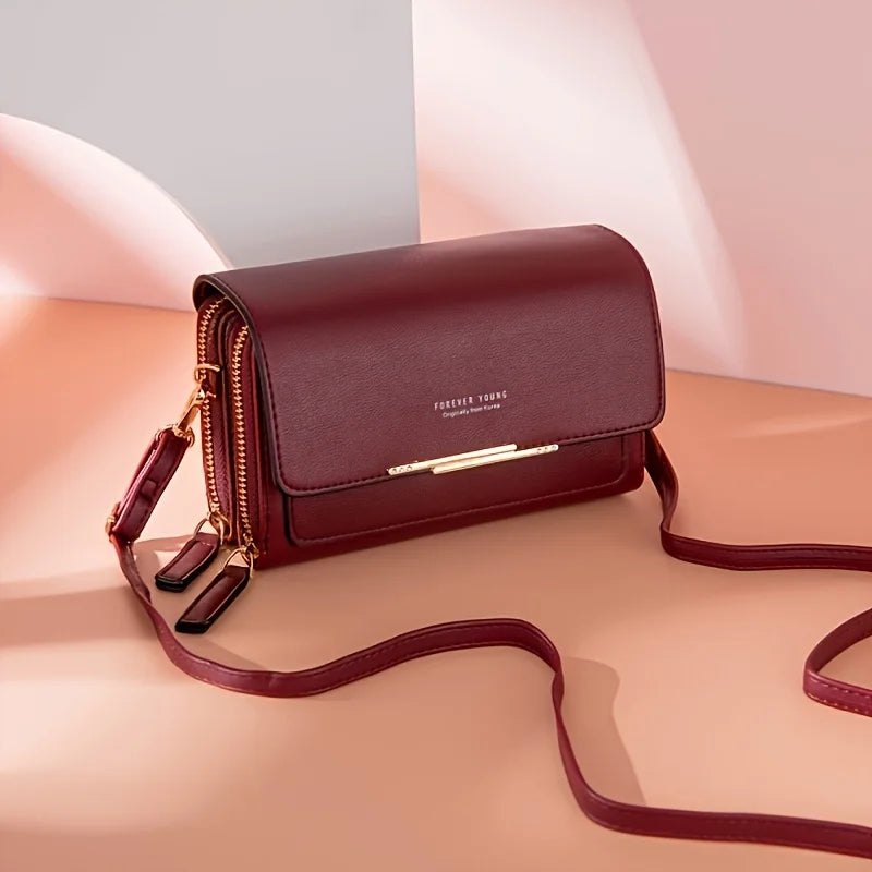 Nueva billetera para mujer, bolso de hombro multifuncional de estilo coreano, bolso de mano de longitud media y monedero con cremallera.