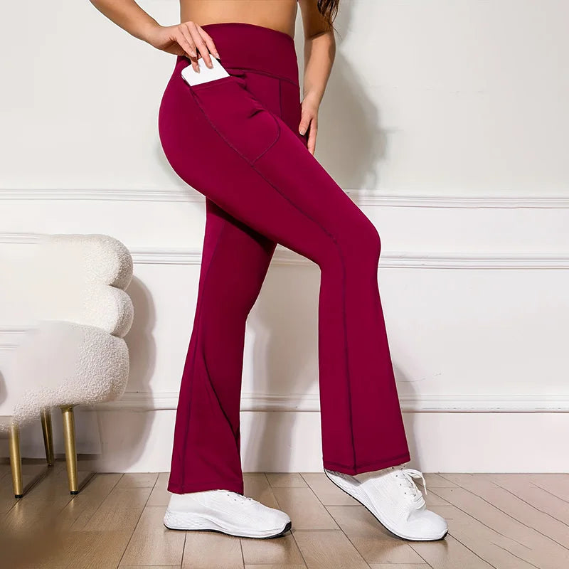 Pantalones de yoga de corte bota para mujer, pantalones de yoga de cintura alta con bolsillos para mujer, pantalones de trabajo de corte bota, pantalones deportivos.